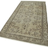 Handwoven anatolian beige carpet 140 cm x 275 cm