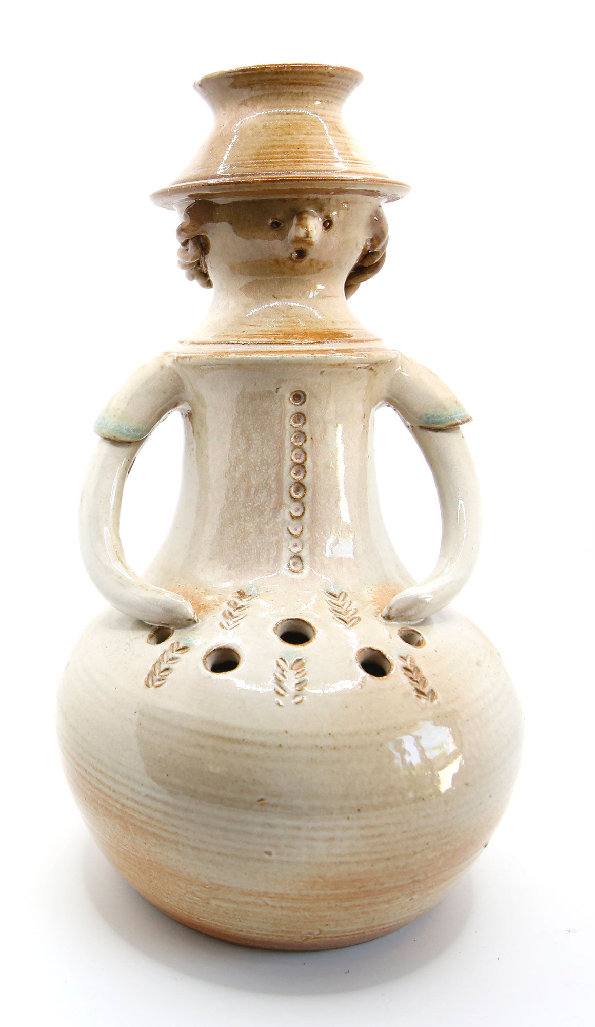Vase et pique-fleurs anthropomorphe des potiers Thierry et Chantal Robert, années 70