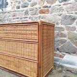 Commode rotin et bambou vintage