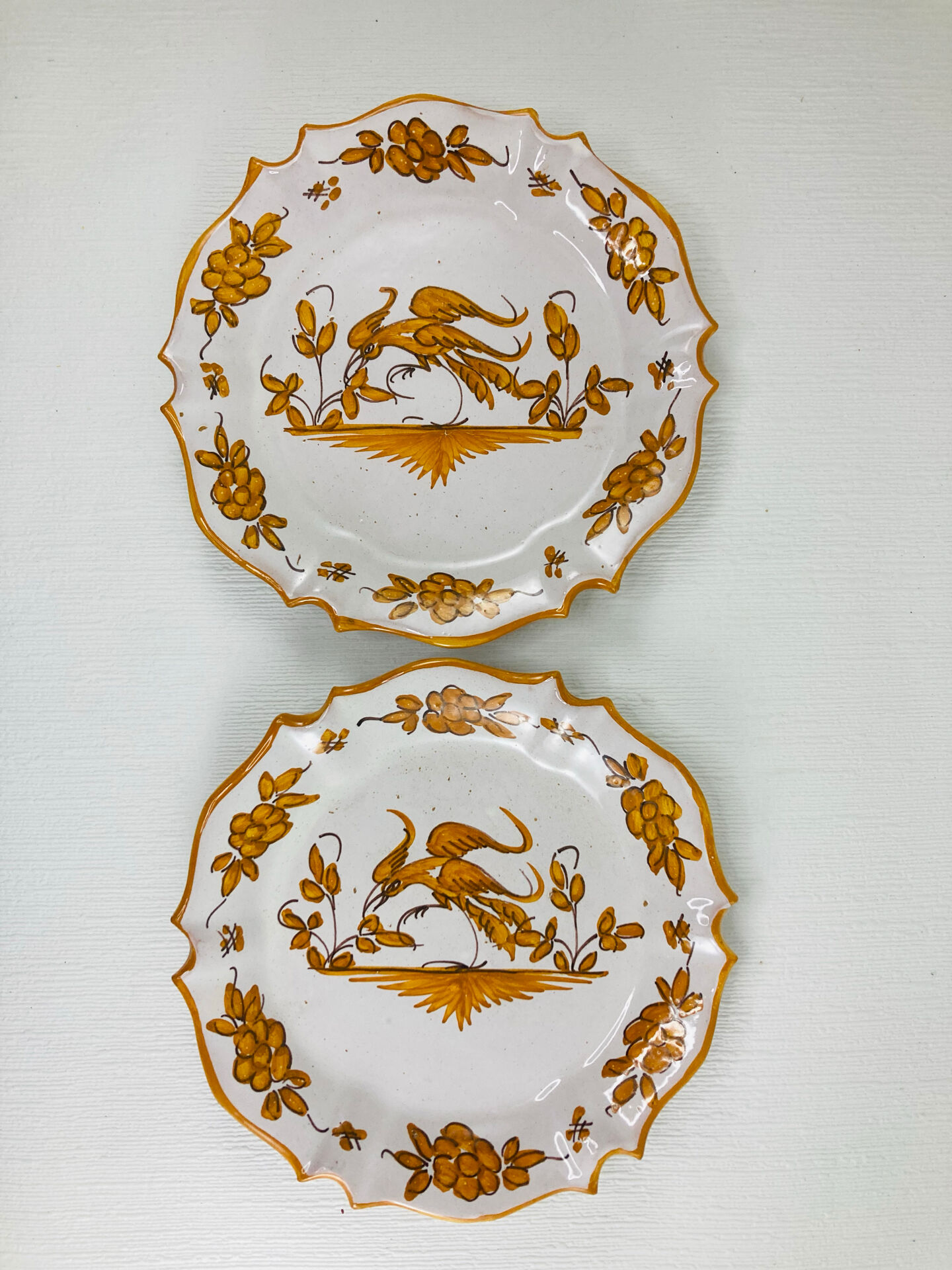 Pair of Small Bread Plates Faience Martres-Tolosane Ochre Decor