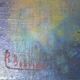 R. Bouvier (20th century) Surrealist composition Signed mounted canvas