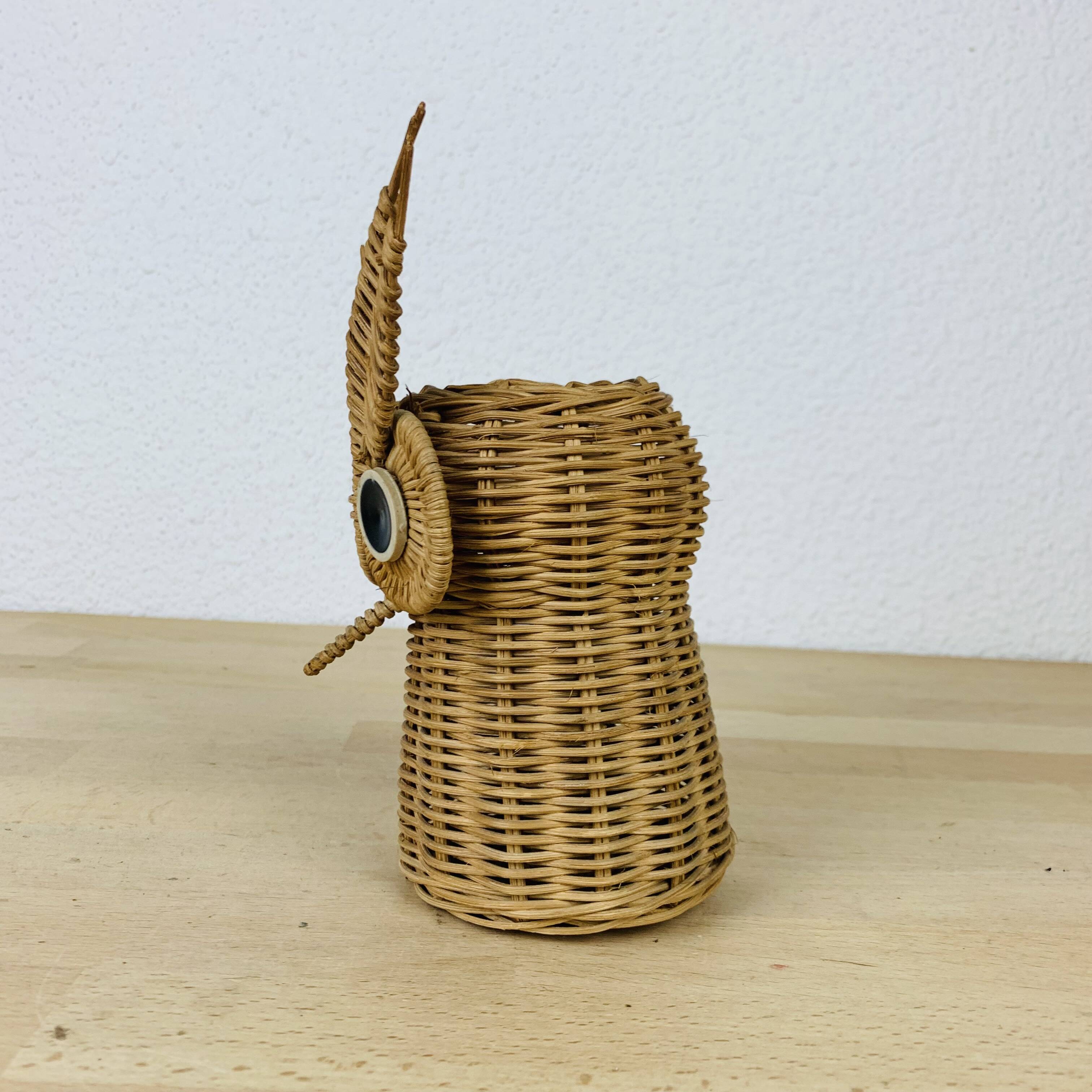 Pot à crayon hibou en osier