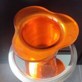 Vintage iridescent orange glass vase, 70s design
