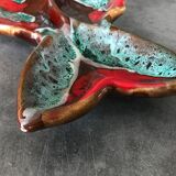 Vallauris compartmentalized dish fish shape polychrome ceramic 47 cm