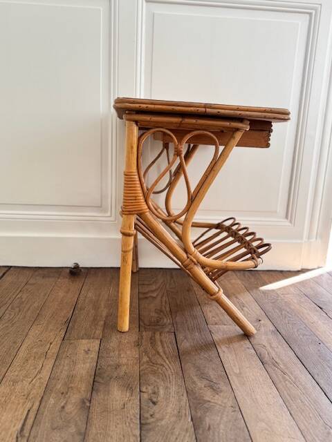 vintage rattan bedside table