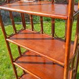 Library, vintage rattan shelves