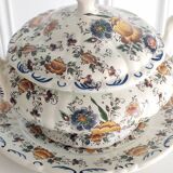 Rare - Earthenware soup tureen HB Quaregnon, floral decoration signed Hubert Becquet