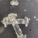 6 transparent glass knife holders, flower shape, antique twists
