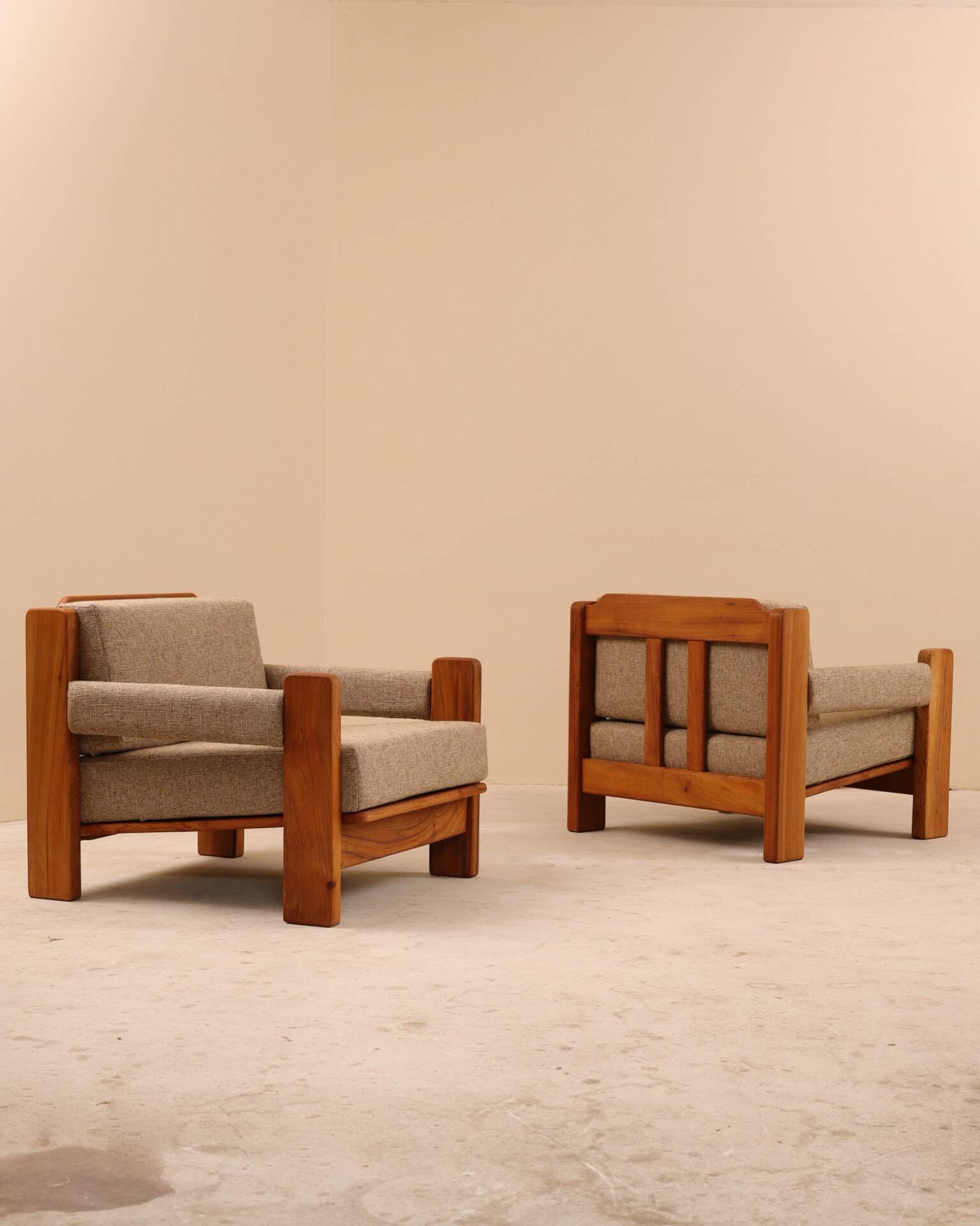 Fauteuils en orme, 1980’s