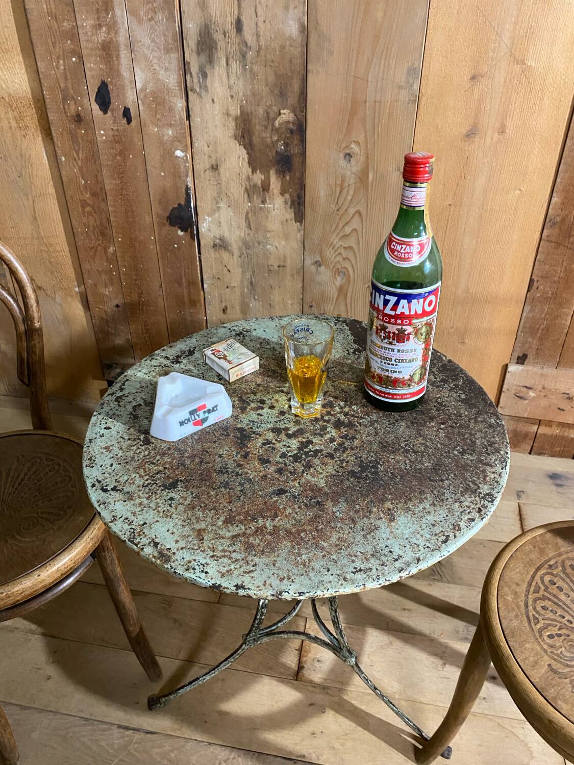 Old garden or bistro pedestal table