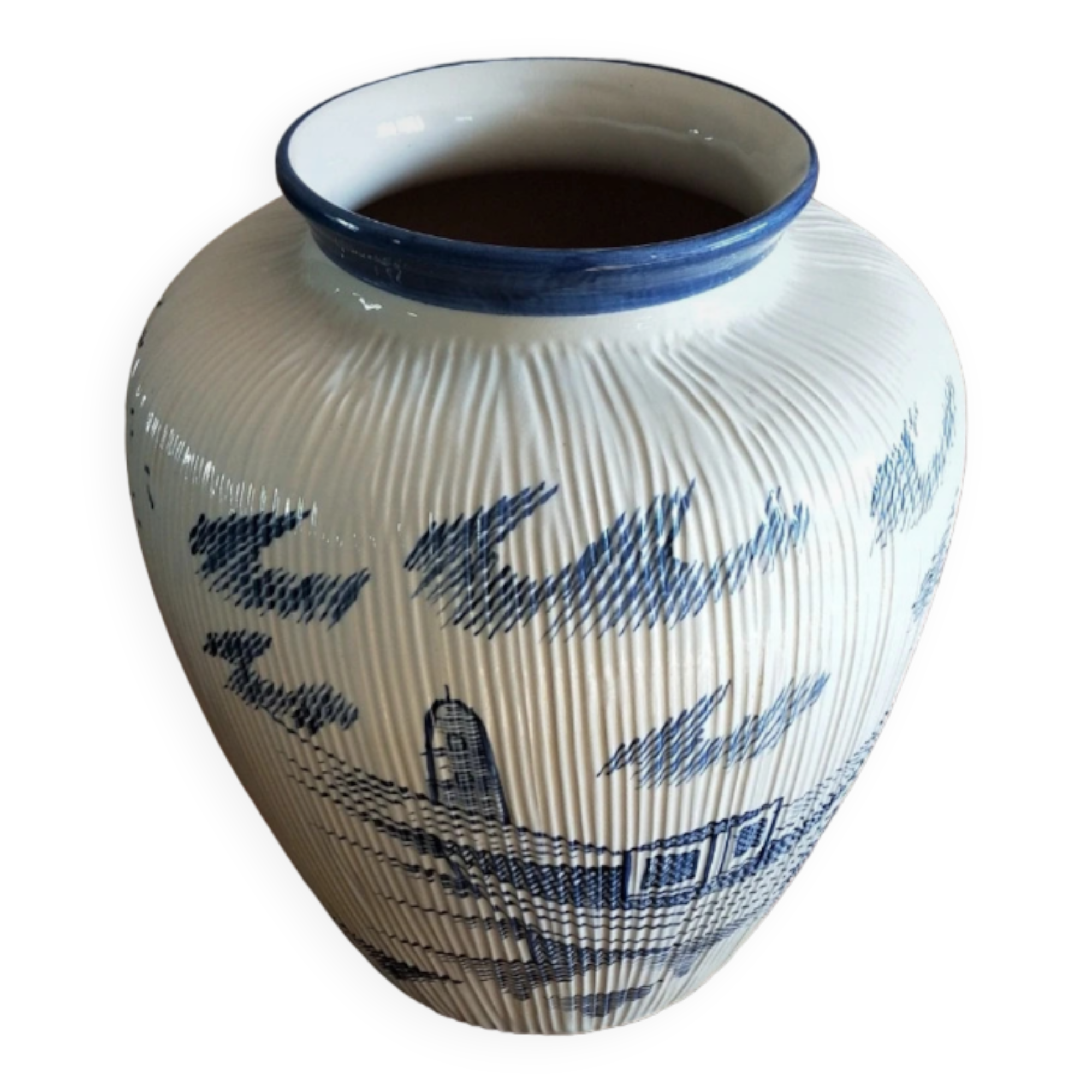 Large terracotta vase covered with ceramics