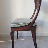 Pair of mahogany gondola chairs – Empire style – 20th century, restored