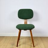 Vintage chair with green boucle backrest like Skoczek - set of 2 chairs