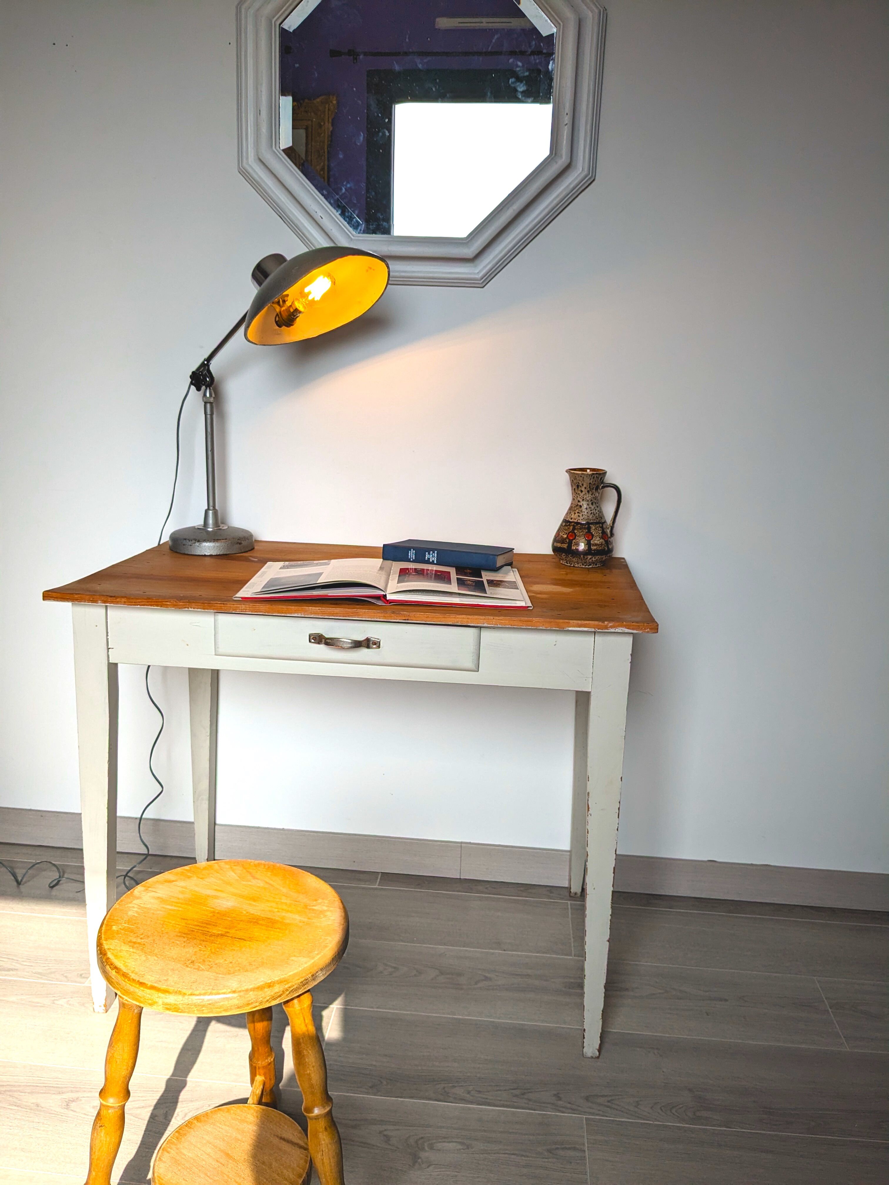 Old country pine side table
