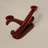 Bougeoir céramique Saint Clément rouge bordeaux