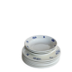 6 vintage ivory earthenware dessert plates - Blue olive pattern