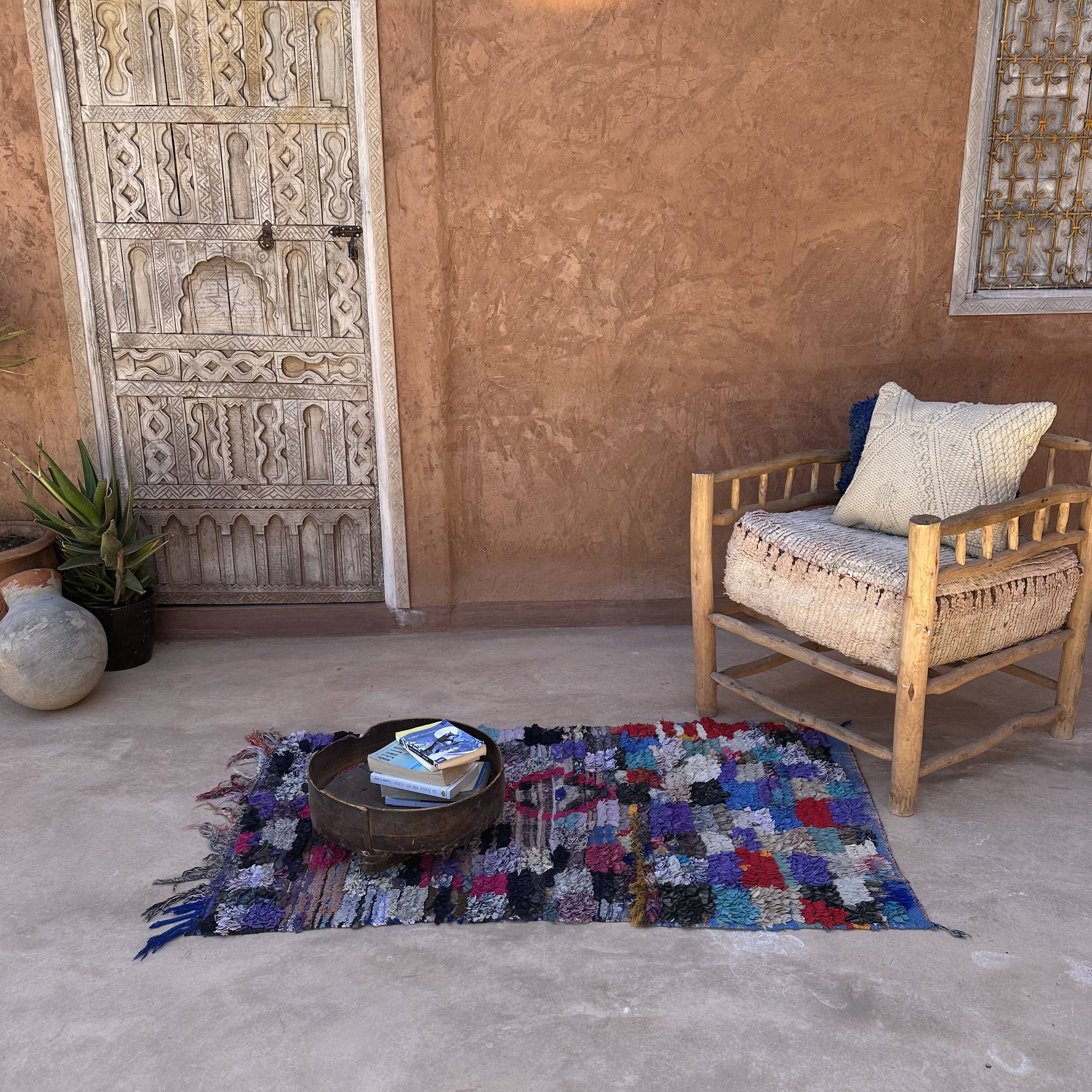 Moroccan carpet Boucherouite colored - 83 x 148 cm