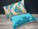 Set of 2 velvet/printed cushions 50x30cm