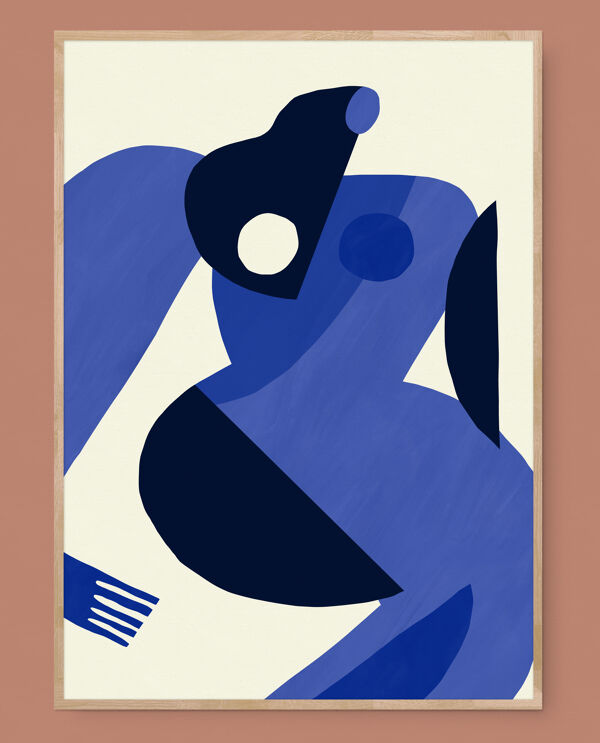 Affiche d'art femme à la peau bleue 50 x 70 cm