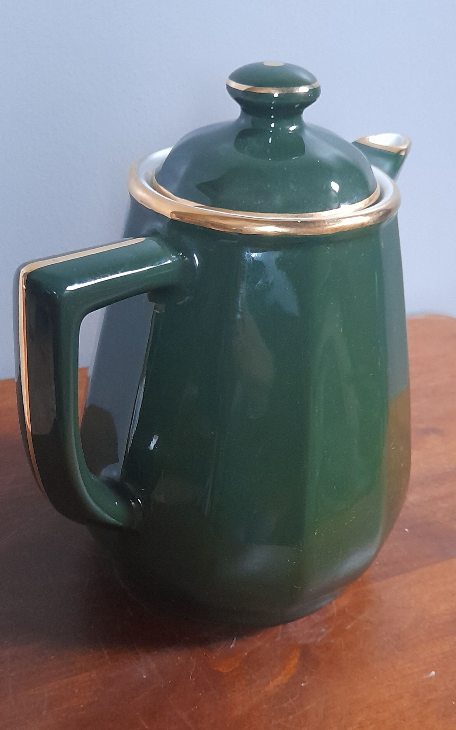 Teapot Apilcp Yves Deshoulières - Empire green and gold - 1980