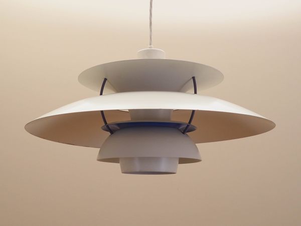 Lampe suspendue PH5, design danois, années 1970, fabricant : Louis Poulsen