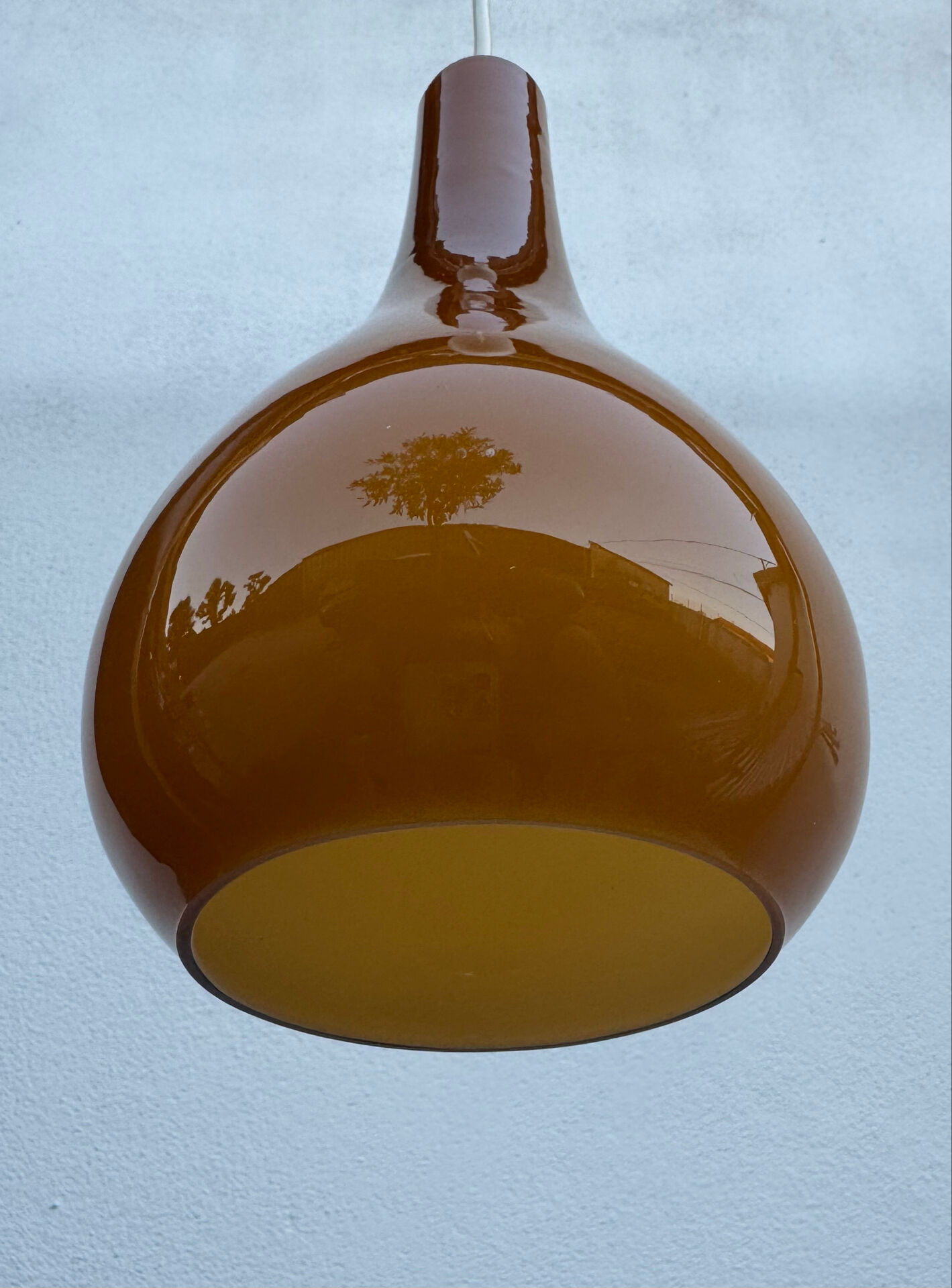 Amber opaline drop pendant from the 1970s