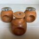 6 candle holders and a wooden vase Nopjes woodturning handmade