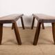 Pair of Scandinavian benches in Solid Elm by Olavi Hanninen 1960.