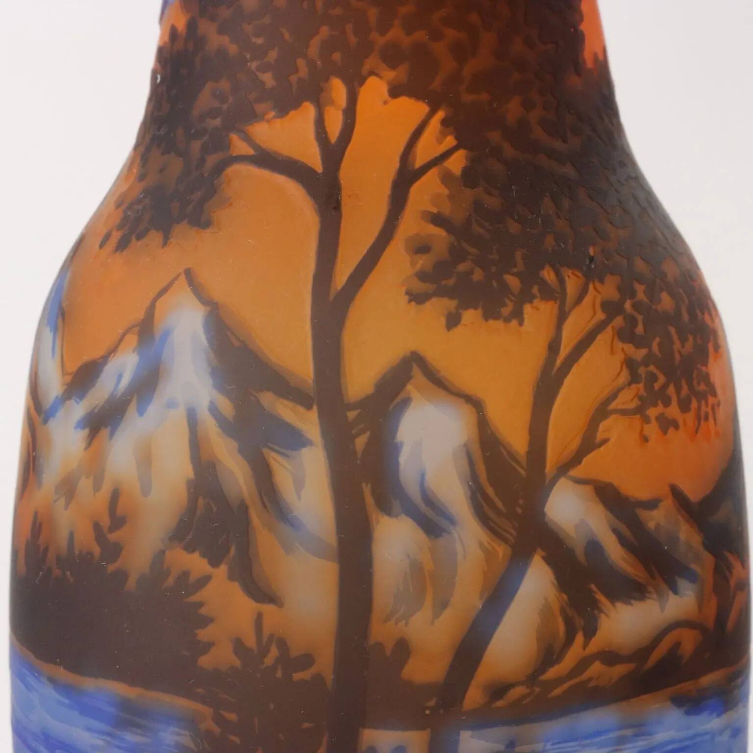 Vintage style Gallé '900 multicoloured decorative glass vase