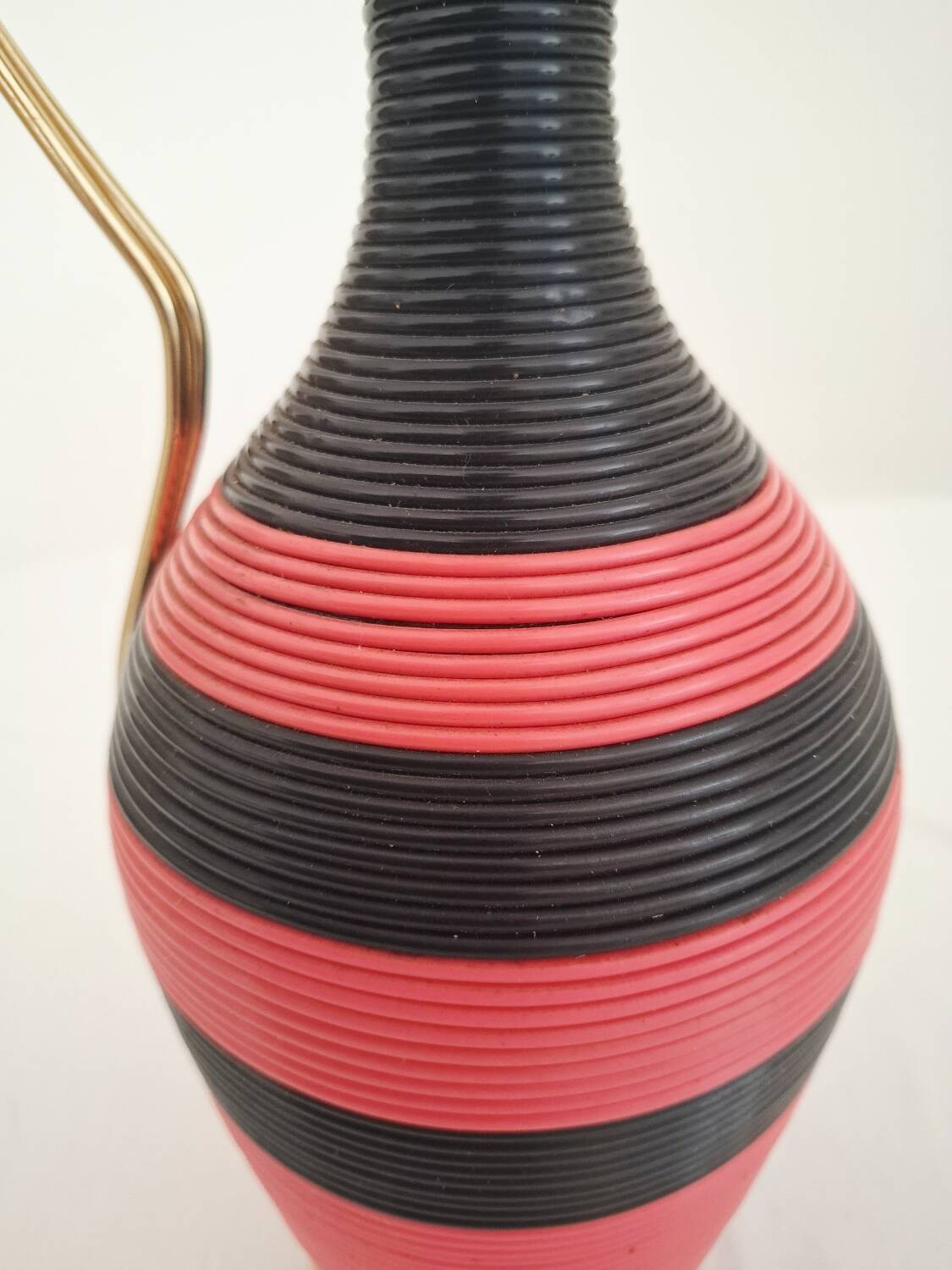 Vintage black and fushia scoubidou bottle