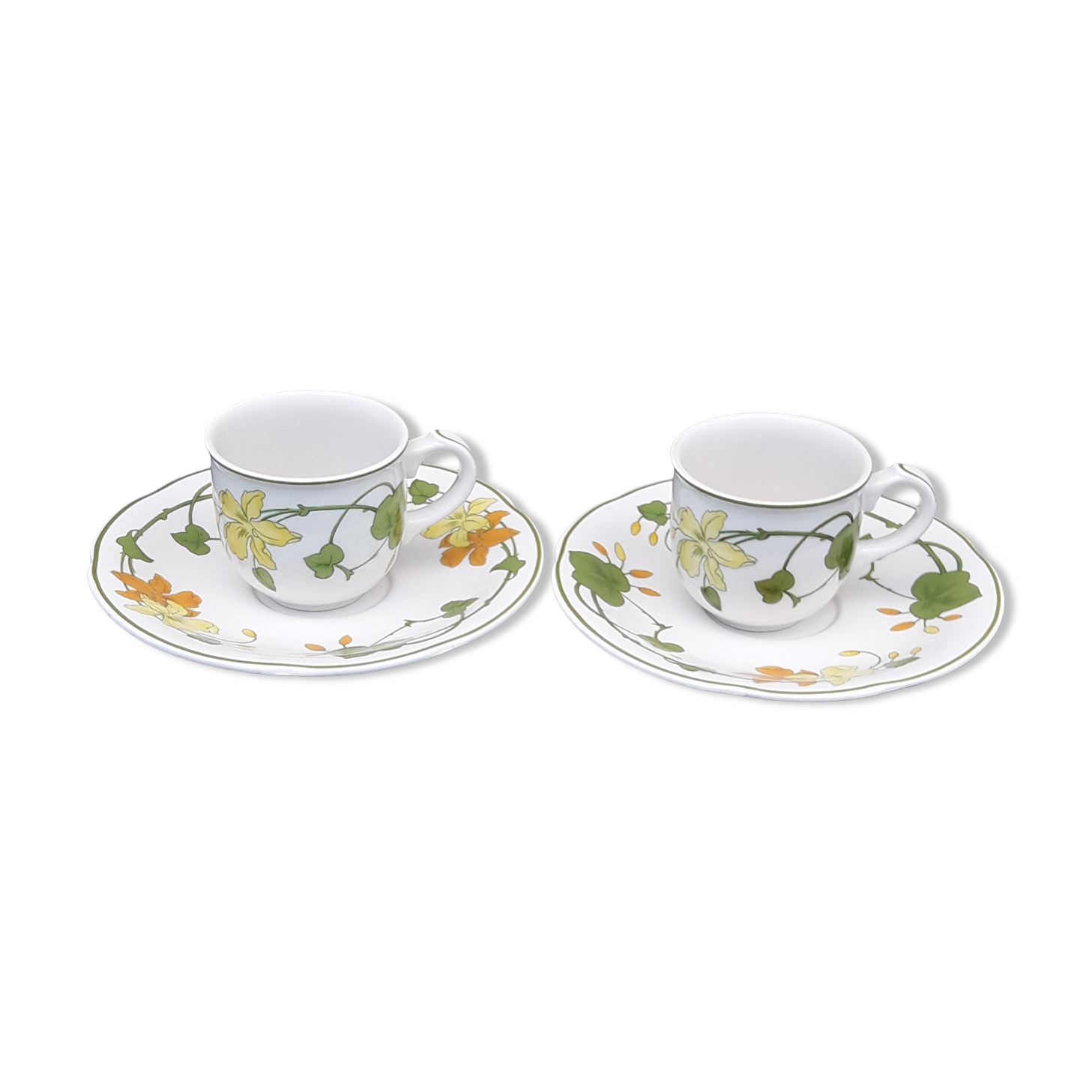 2 coffee cups with Villeroy saucer - Boch model Geranium diam 7 cm