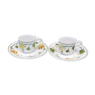 2 coffee cups with Villeroy saucer - Boch model Geranium diam 7 cm