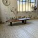 Table basse années 50 plateau bois exotique XXL
