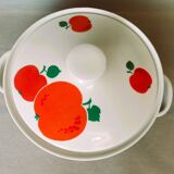 German Red Apple Print Porcelain Soup from Colditz GDR