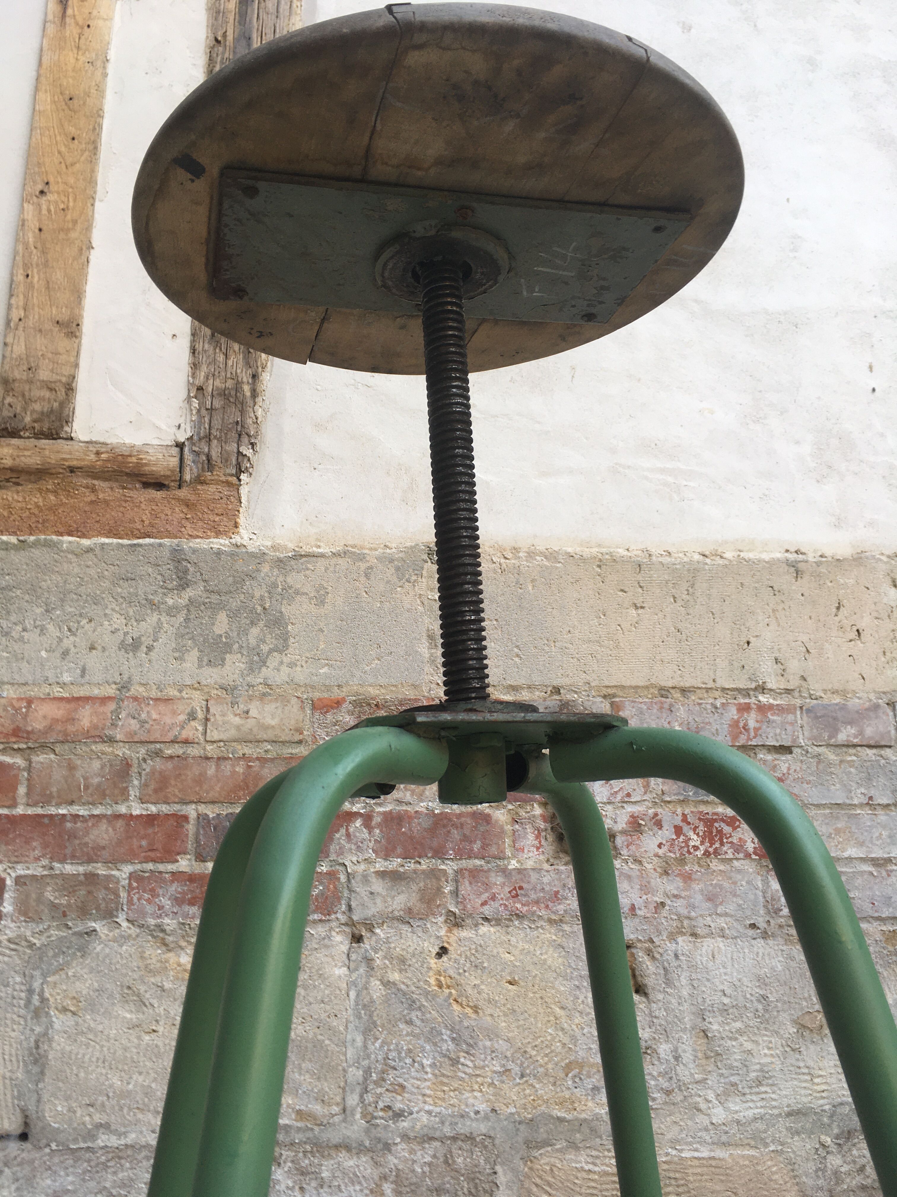 Industrial stool with wood metal screws