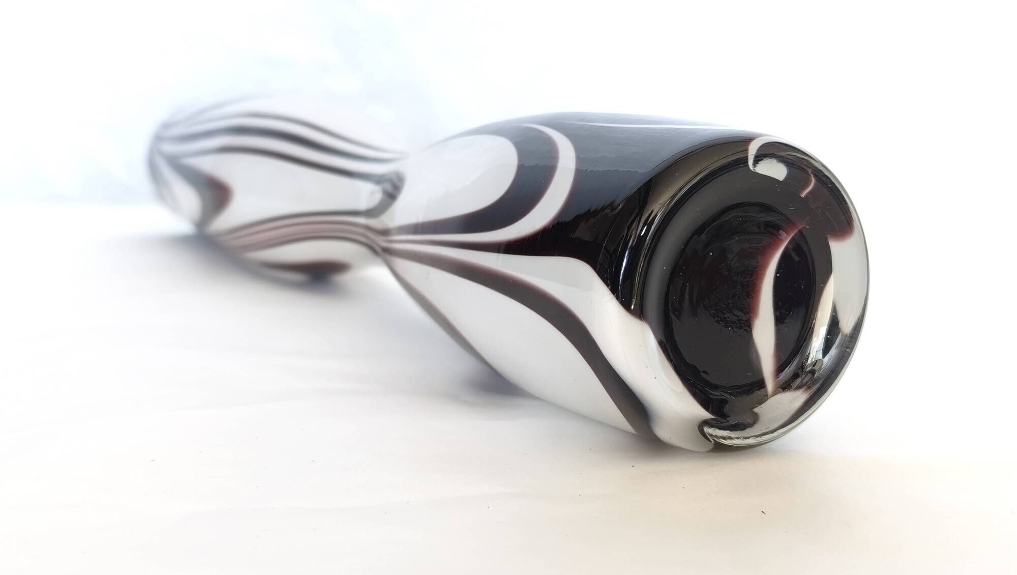 Purple and White Murano Glass Vase “Wave” by Carlo Moretti, Italy 1970s