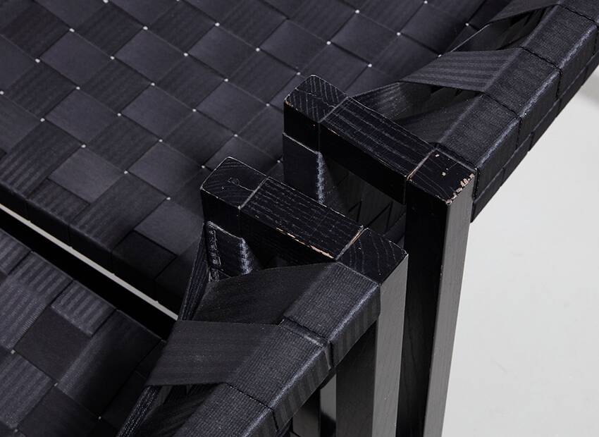 Gijs bakker Pair of Seatbelt Lounge Chairs + Side Table for Castelijn 1978