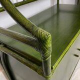 Buffet en rotin vert et hêtre, années 1970
