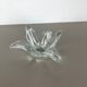 Large French Floral Crystal Glass Shell Bowl by Art Vannes, France, 1970s