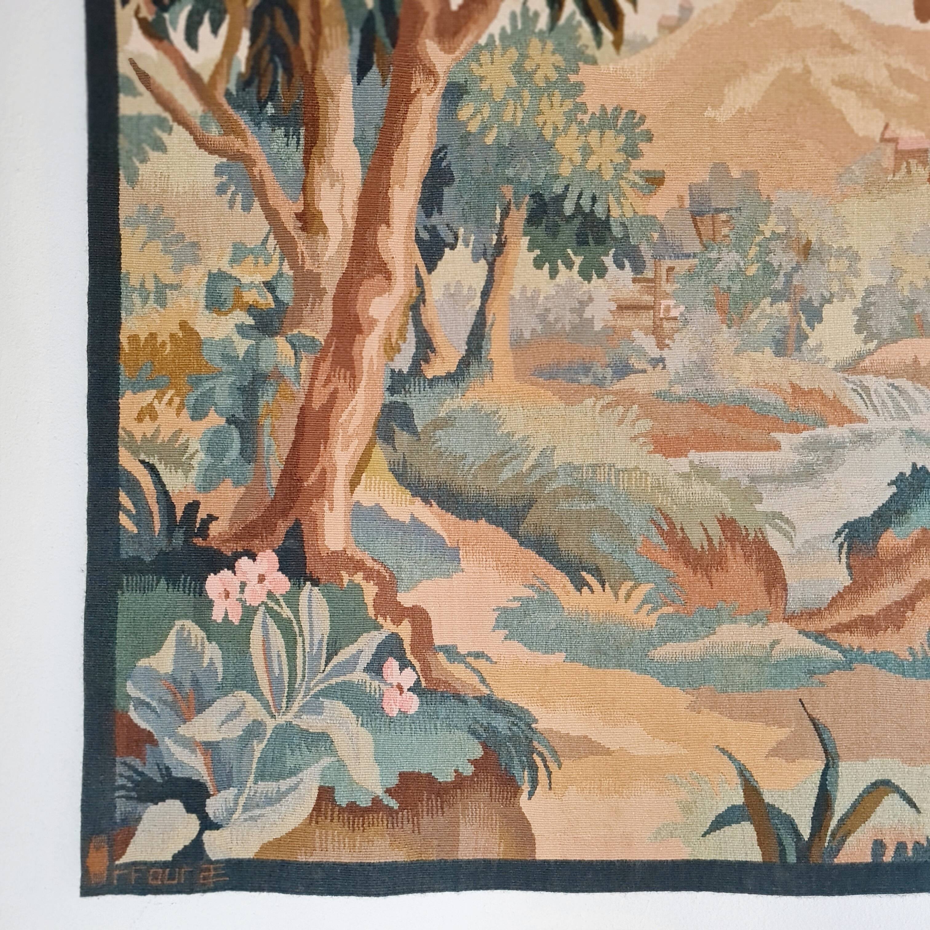 Tapisserie d’Aubusson signée Robert Four – paysage poétique XXe siècle