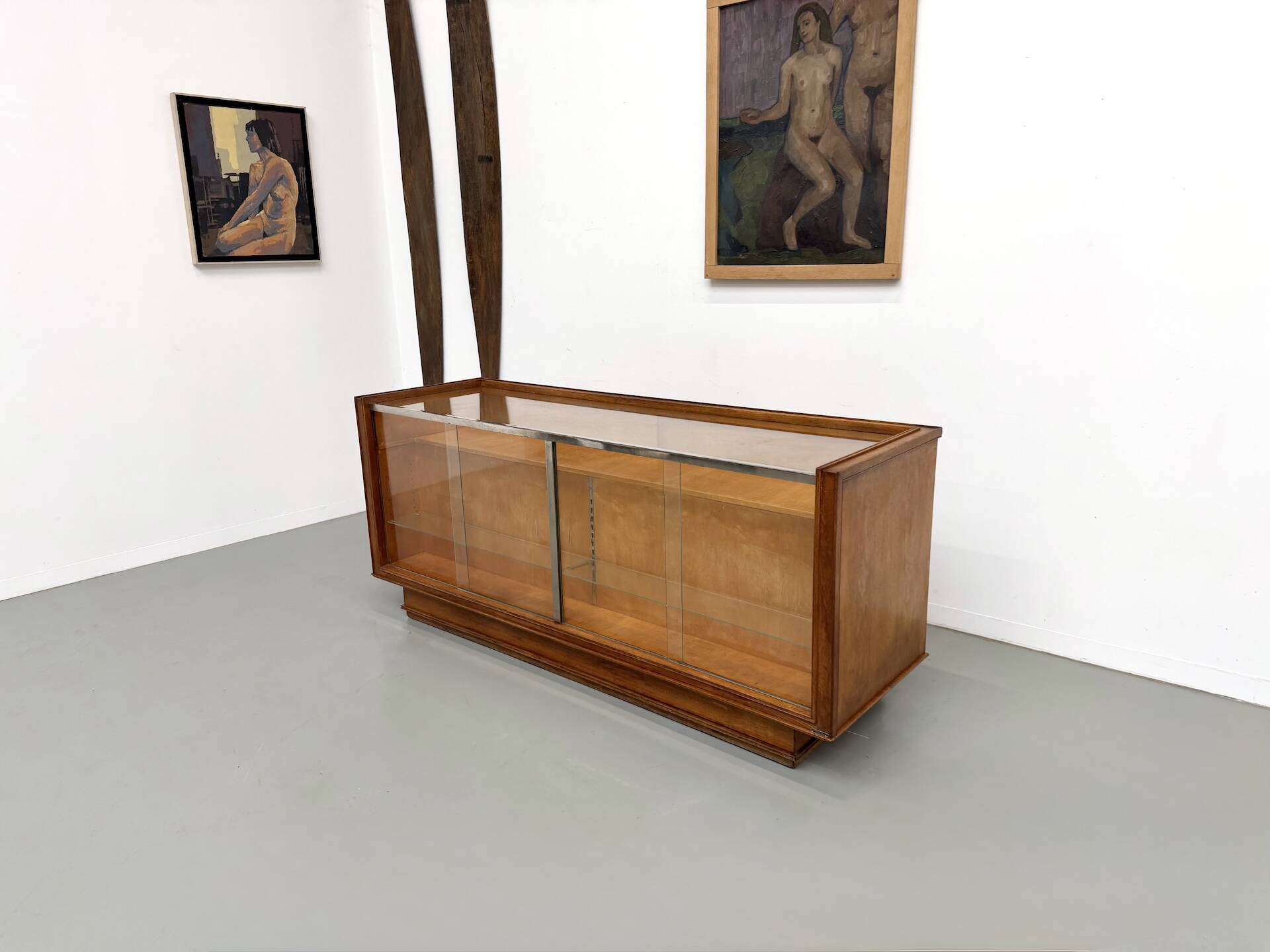 Vintage Siegel Paris workbench in oak and glass – 1950