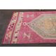 Vintage Turkish Oushak handmade wool cotton pink runner rug 85x370