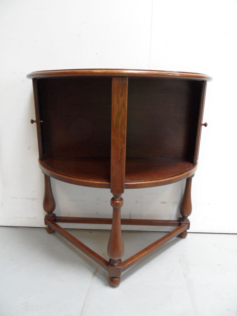 Table demi-lune en chêne vintage avec volet roulant