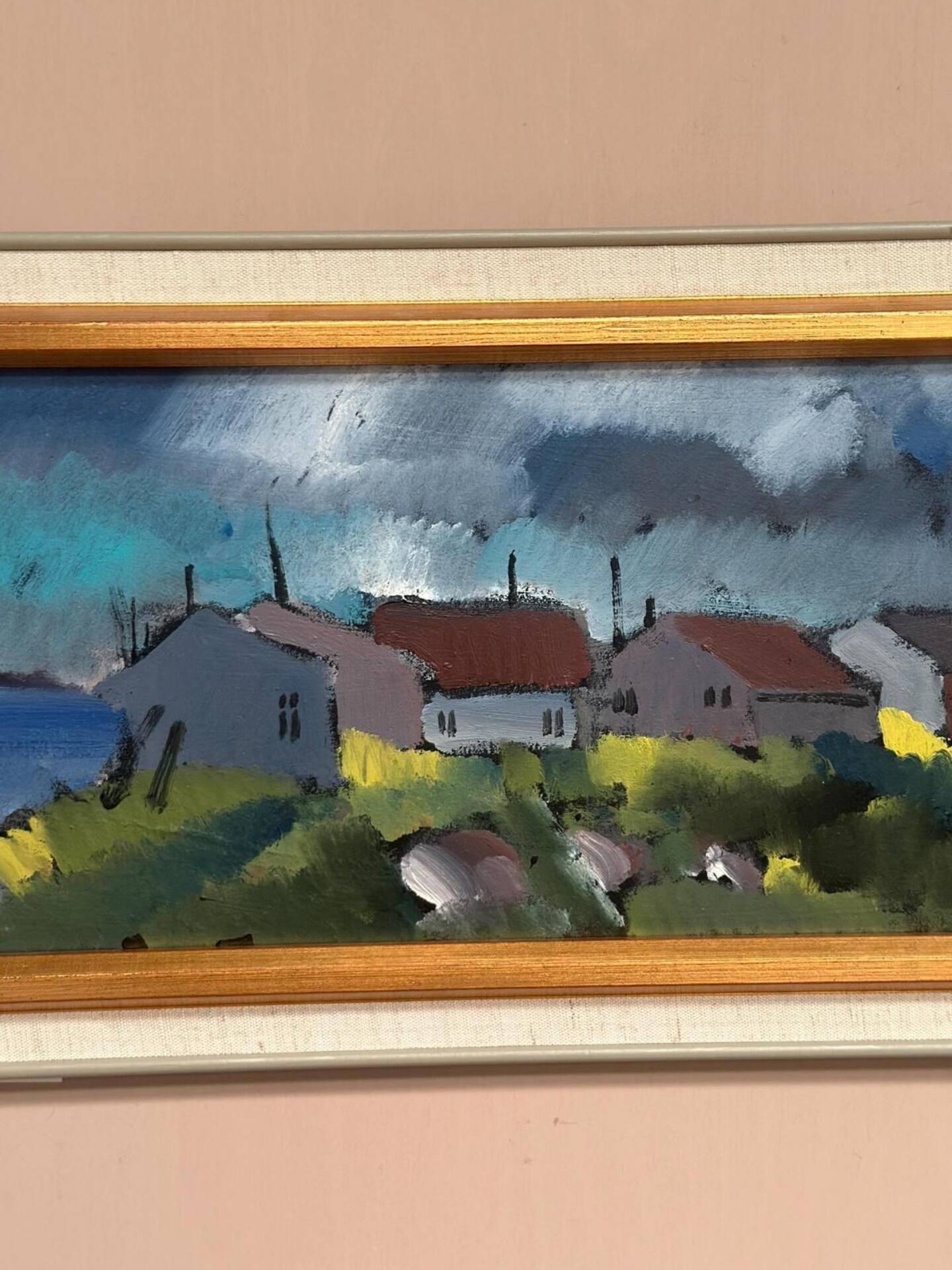 Original Swedish Oil On Panel – “Huts” By Bo Sjööberg