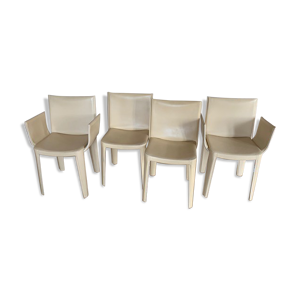 2 fauteuils et 2 chaises - cuir beige