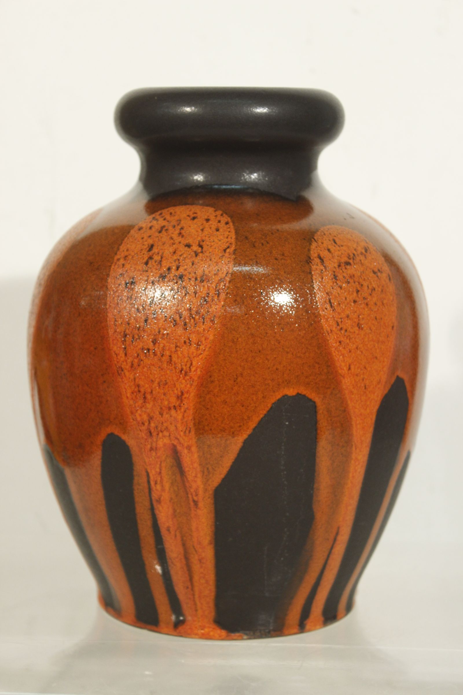 Vintage vase Fat Lava black & orange by Steuler, Germany 1960s
