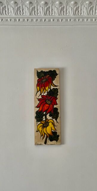 Vintage Vallauris ceramic painting "La Grange"