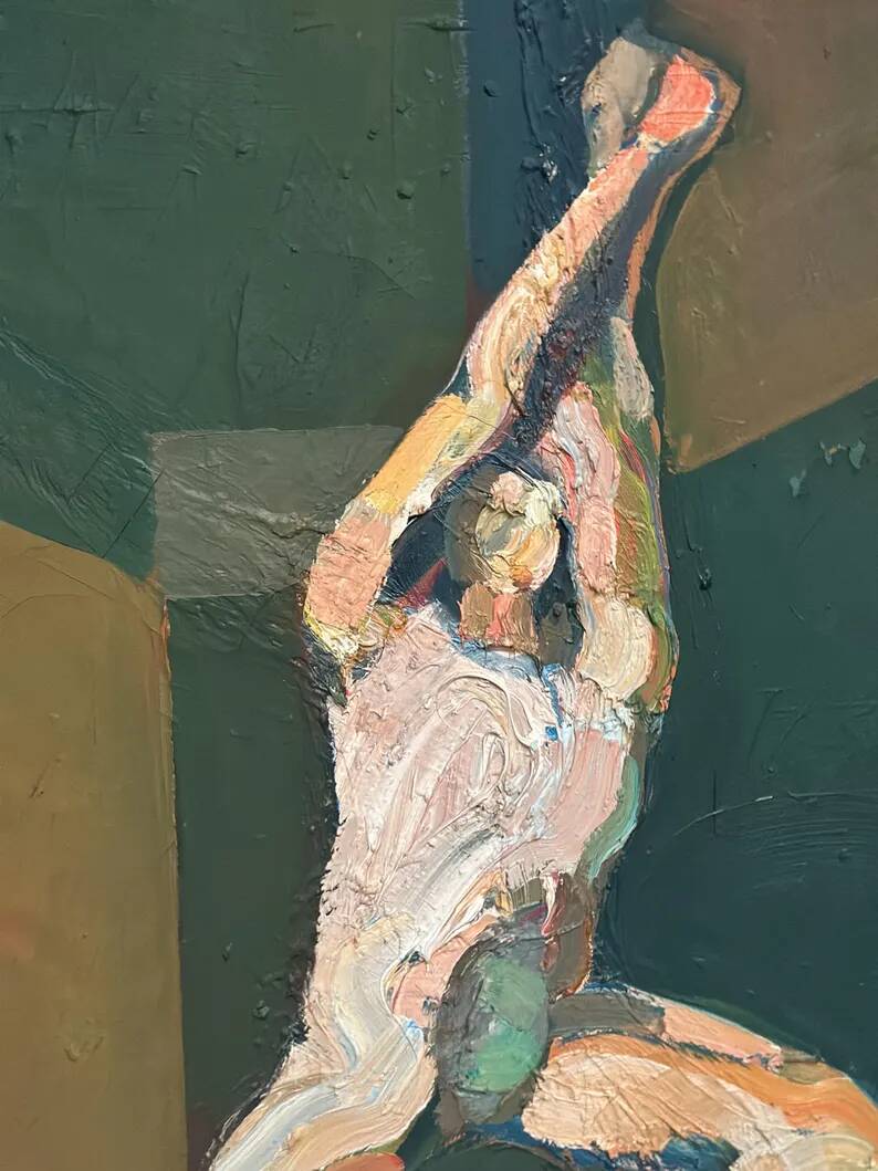 Swedish Oil on Canvas"The Discus Thrower" by Eric Elfvén,vintage and framed