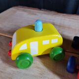 4 small wooden cars