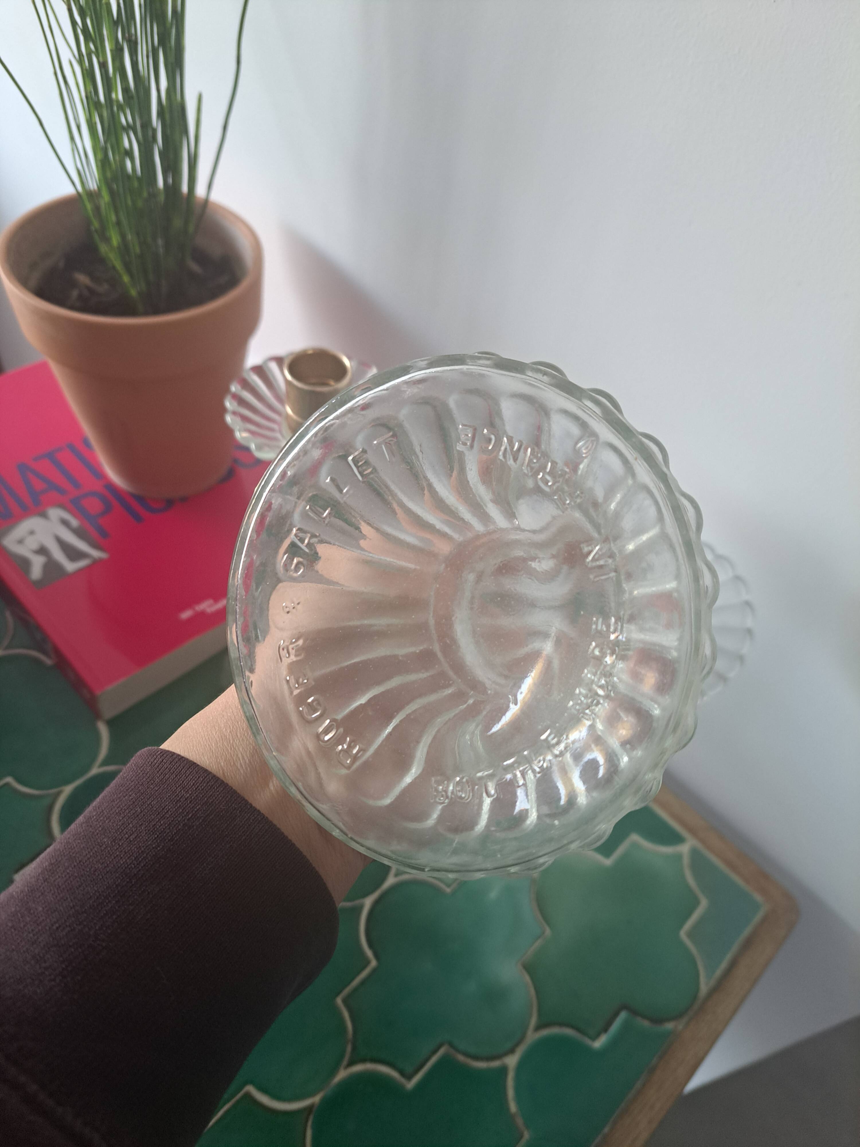 Pair of Roger Gallet glass candle holders